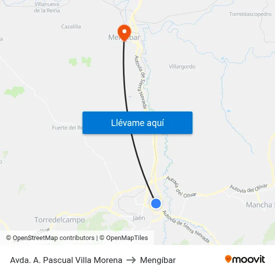 Avda. A. Pascual Villa Morena to Mengíbar map