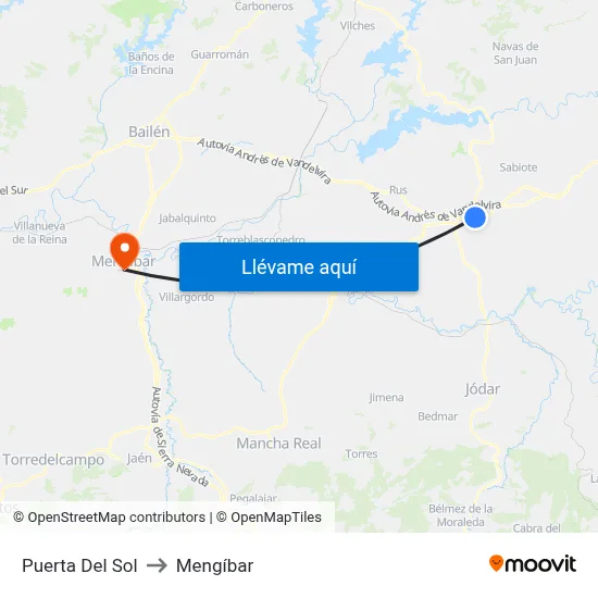 Puerta Del Sol to Mengíbar map