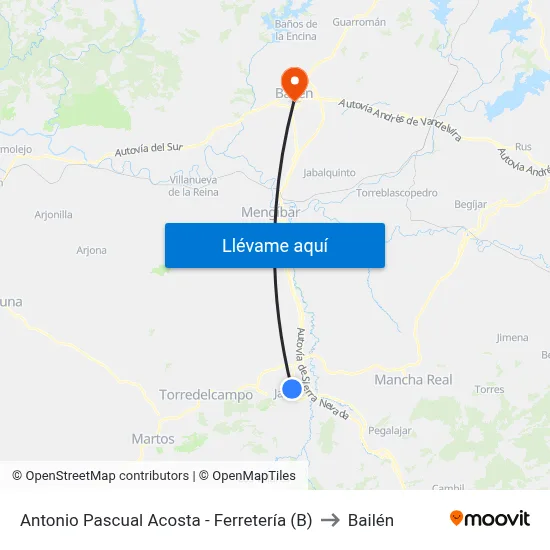 Antonio Pascual Acosta - Ferretería (B) to Bailén map