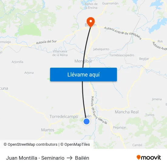 Juan Montilla - Seminario to Bailén map