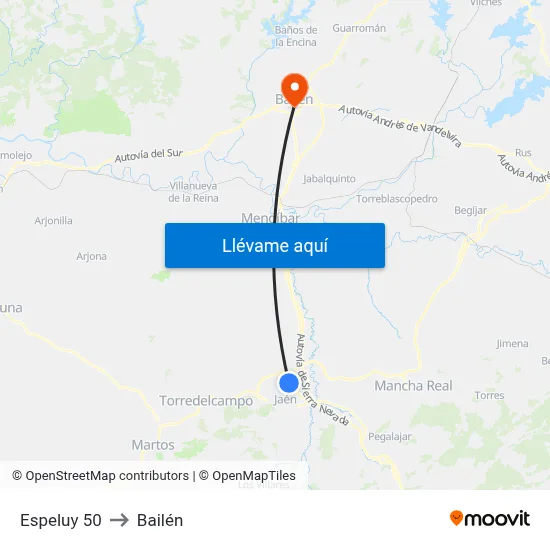 Espeluy 50 to Bailén map