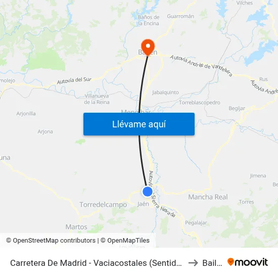 Carretera De Madrid - Vaciacostales (Sentido Jaén) to Bailén map