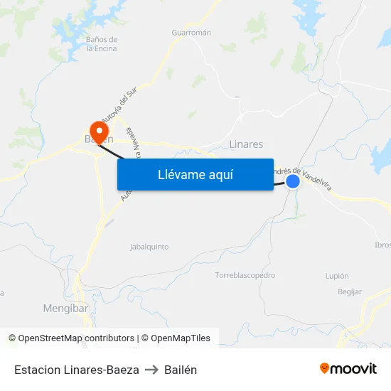 Estacion Linares-Baeza to Bailén map