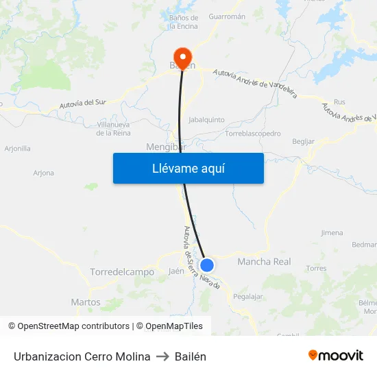 Urbanizacion Cerro Molina to Bailén map