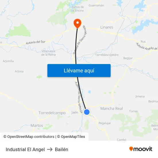Industrial El Angel to Bailén map