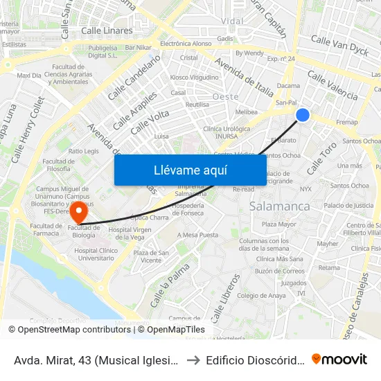 Avda. Mirat, 43 (Musical Iglesias) to Edificio Dioscórides map