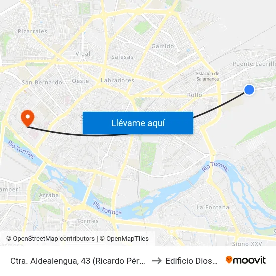 Ctra. Aldealengua, 43 (Ricardo Pérez Fernández) to Edificio Dioscórides map