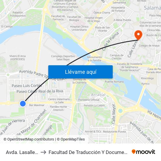 Avda. Lasalle, 95 to Facultad De Traducción Y Documentación map