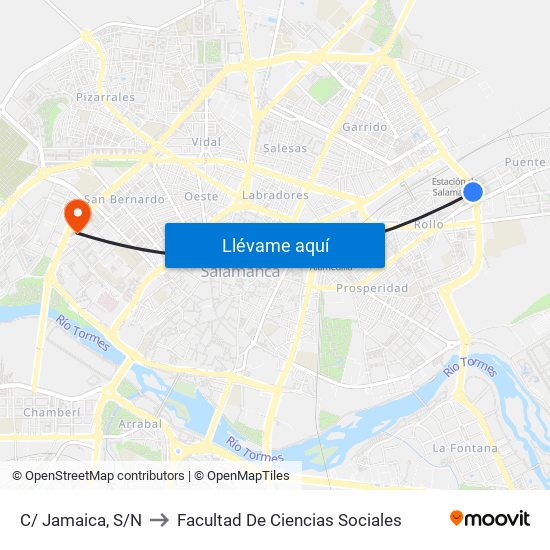 C/ Jamaica, S/N to Facultad De Ciencias Sociales map