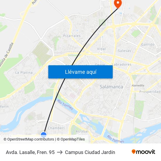 Avda. Lasalle, Fren. 95 to Campus Ciudad Jardín map