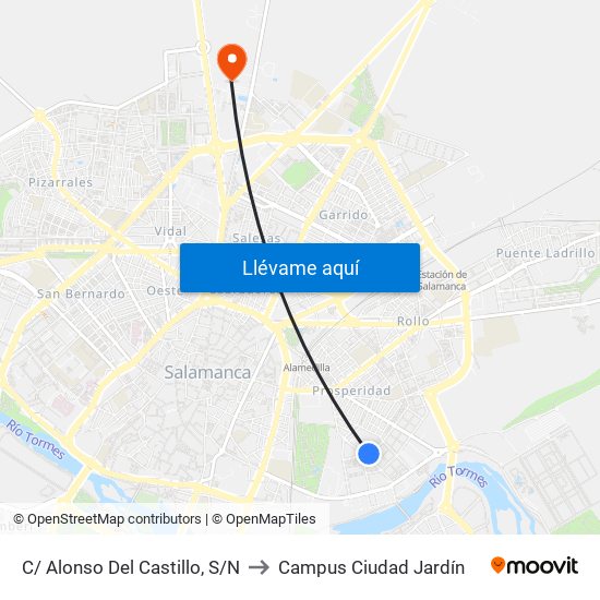 C/ Alonso Del Castillo, S/N to Campus Ciudad Jardín map