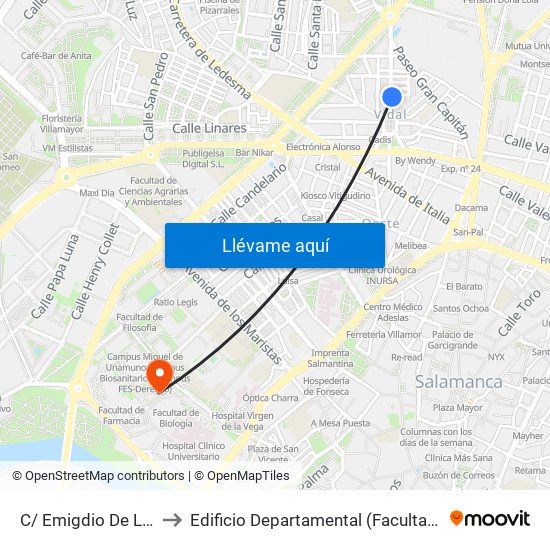 C/ Emigdio De La Riva. 6 to Edificio Departamental (Facultad De Biología) map