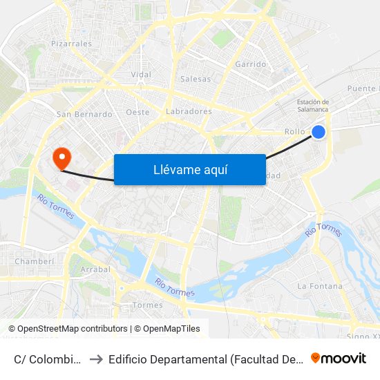 C/ Colombia, 26 to Edificio Departamental (Facultad De Biología) map