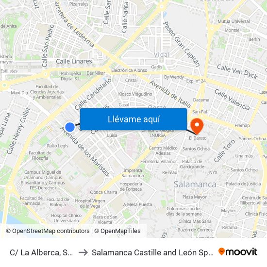 C/ La Alberca, S/N to Salamanca Castille and León Spain map