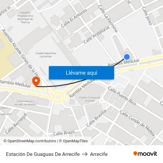 Estación De Guaguas De Arrecife to Arrecife map