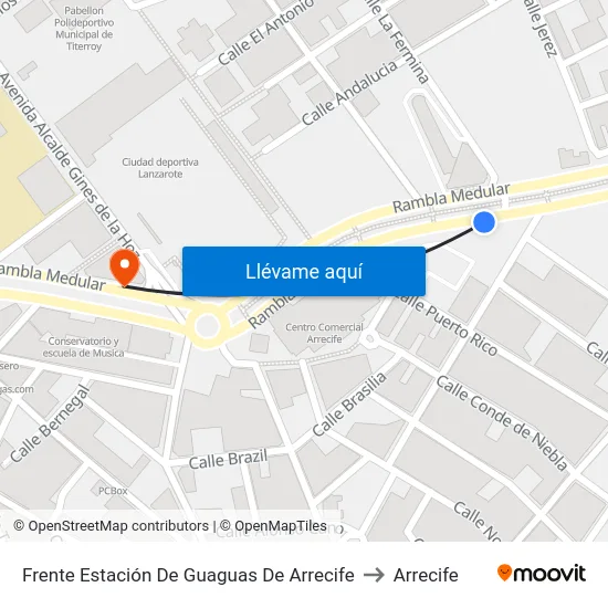 Frente Estación De Guaguas De Arrecife to Arrecife map