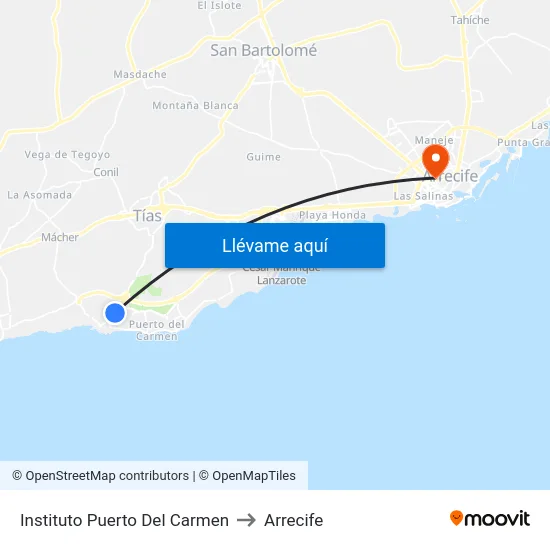 Instituto Puerto Del Carmen to Arrecife map