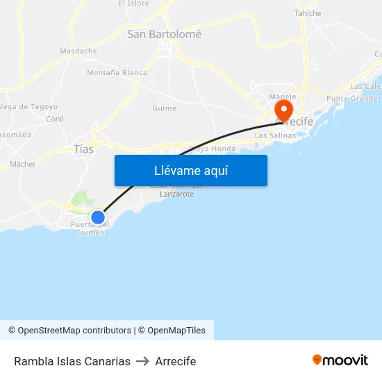 Rambla Islas Canarias to Arrecife map