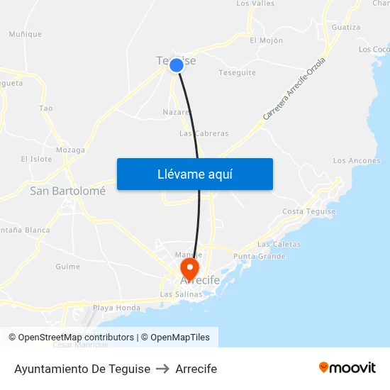 Ayuntamiento De Teguise to Arrecife map