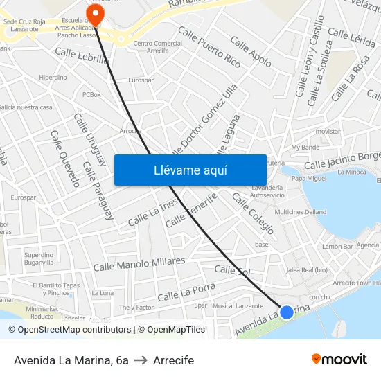 Avenida La Marina, 6a to Arrecife map