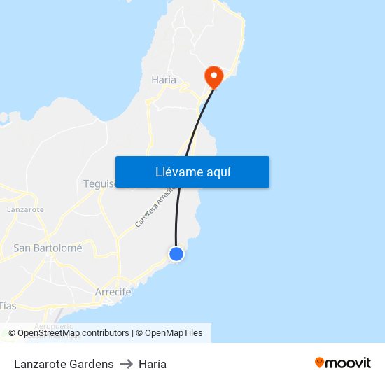 Lanzarote Gardens to Haría map