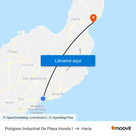 Polígono Industrial De Playa Honda I to Haría map