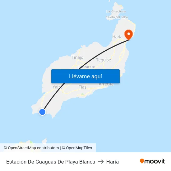 Estación De Guaguas De Playa Blanca to Haría map