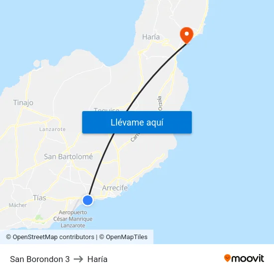 San Borondon 3 to Haría map