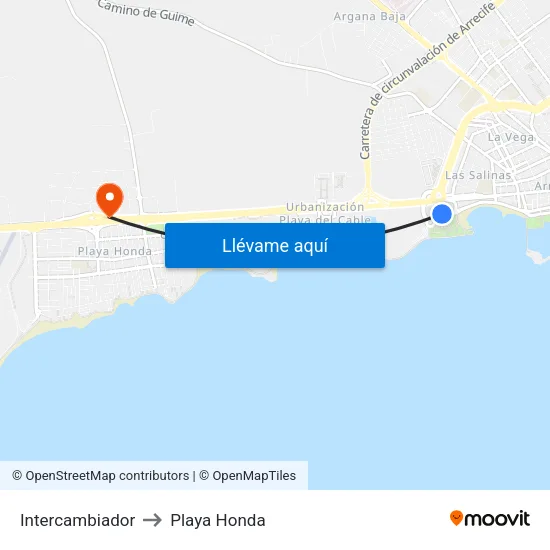 Intercambiador to Playa Honda map