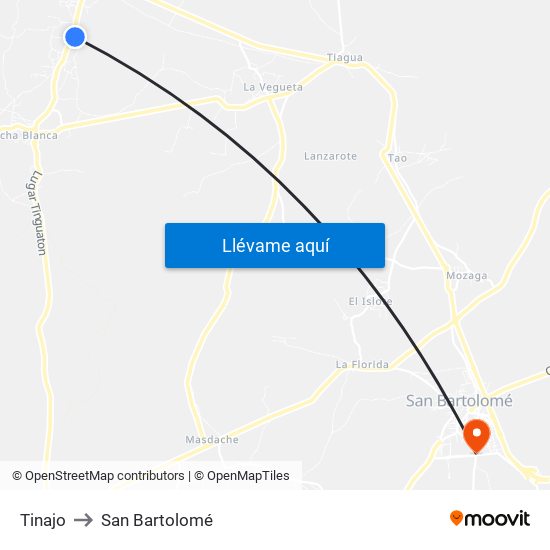 Tinajo to San Bartolomé map
