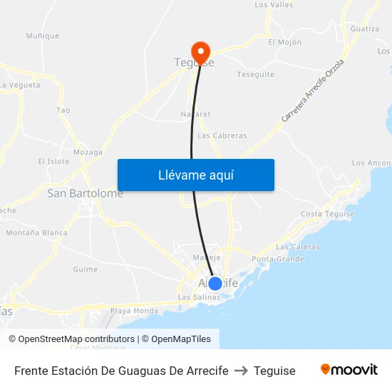 Frente Estación De Guaguas De Arrecife to Teguise map