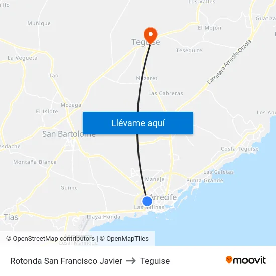 Rotonda San Francisco Javier to Teguise map