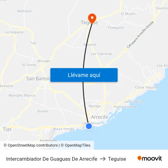 Intercambiador De Guaguas De Arrecife to Teguise map
