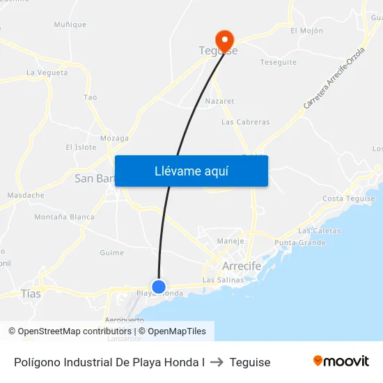 Polígono Industrial De Playa Honda I to Teguise map