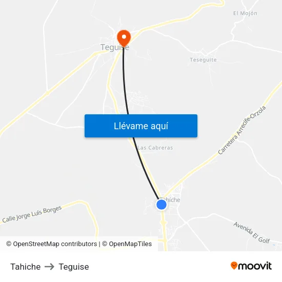 Tahiche to Teguise map