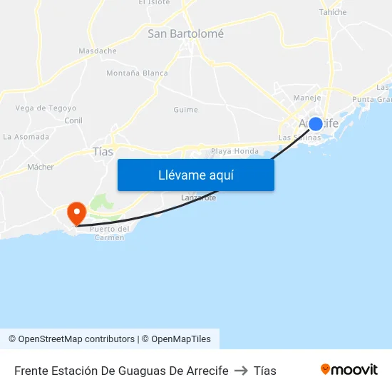 Frente Estación De Guaguas De Arrecife to Tías map