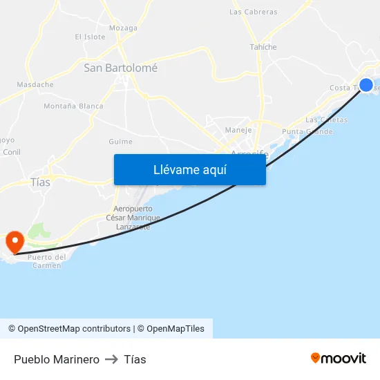 Pueblo Marinero to Tías map