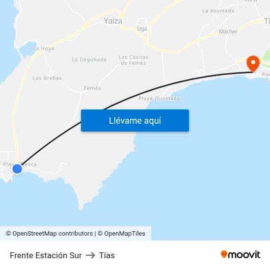 Frente Estación Sur to Tías map