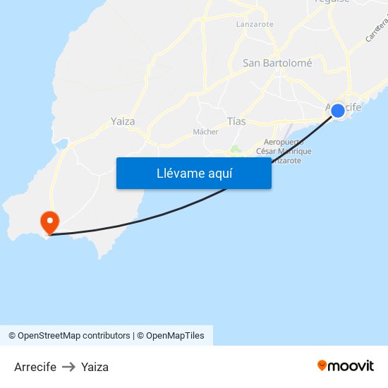Arrecife to Yaiza map