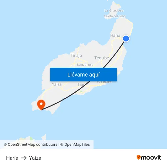 Haría to Yaiza map