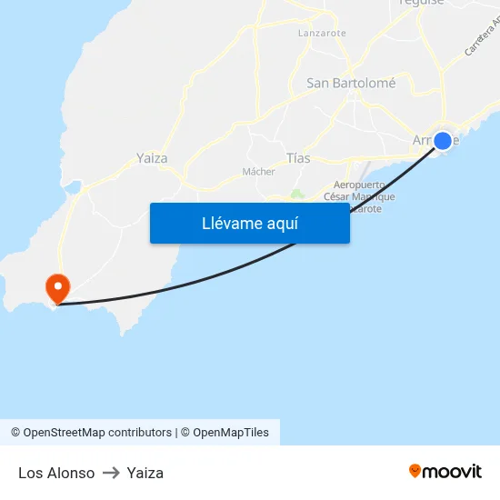Los Alonso to Yaiza map