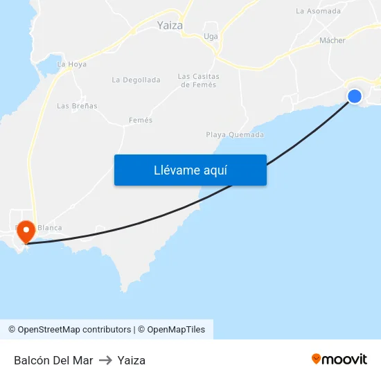 Balcón Del Mar to Yaiza map
