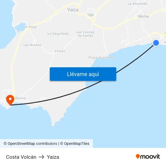 Costa Volcán to Yaiza map