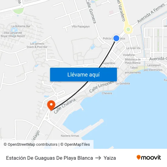 Estación De Guaguas De Playa Blanca to Yaiza map