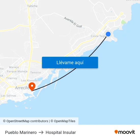 Pueblo Marinero to Hospital Insular map