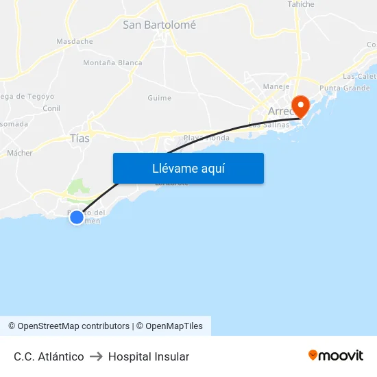 C.C. Atlántico to Hospital Insular map