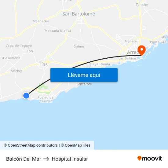 Balcón Del Mar to Hospital Insular map