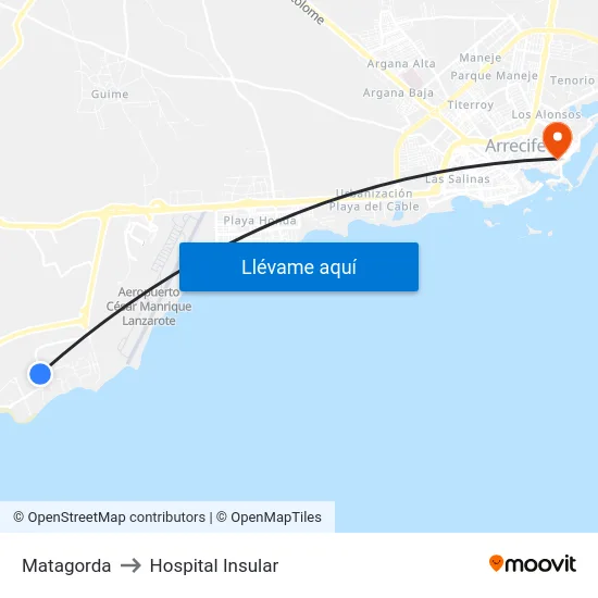 Matagorda to Hospital Insular map