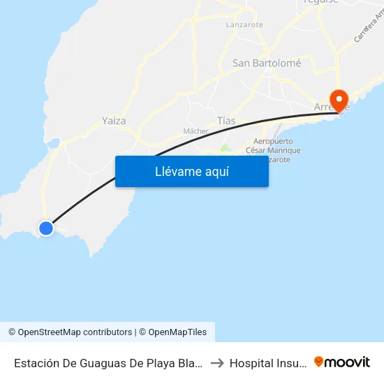 Estación De Guaguas De Playa Blanca to Hospital Insular map