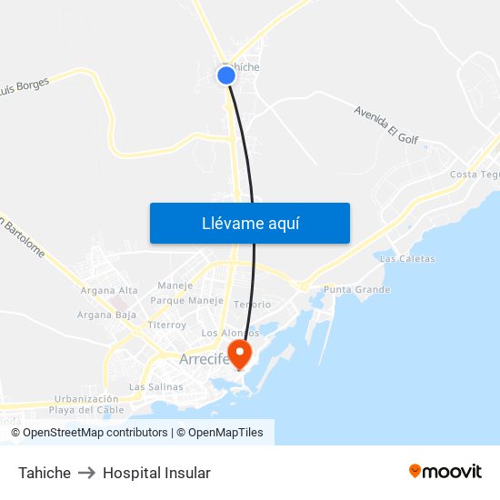 Tahiche to Hospital Insular map